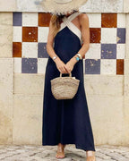 Cross-Strap Halter Maxi Dress