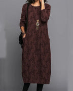 Long Sleeve Printed Pocket Dress
