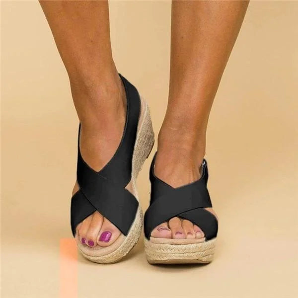 Crossover Wedge Espadrilles Sandals