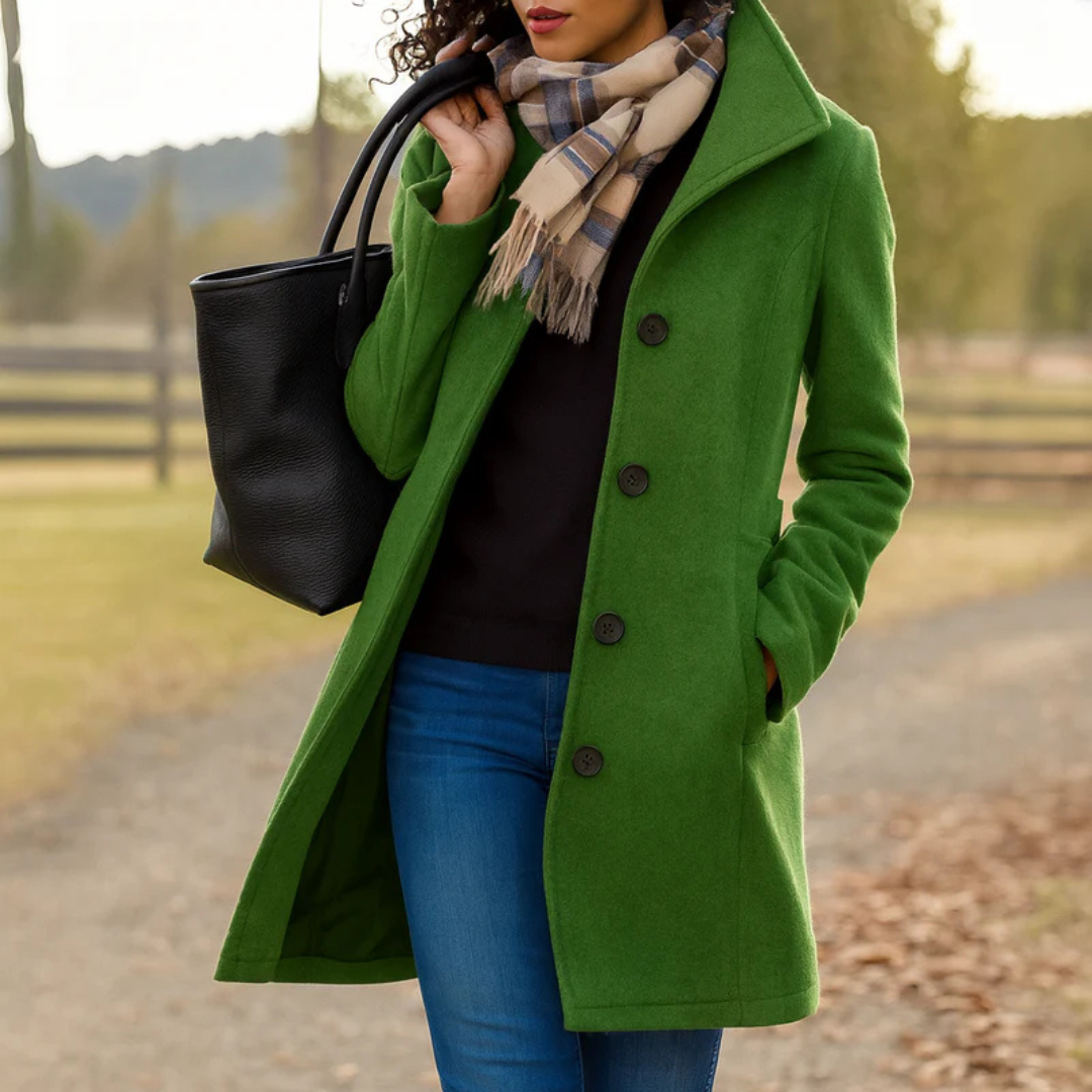 Classic Long Coat with Button Placket