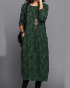 Long Sleeve Printed Pocket Dress