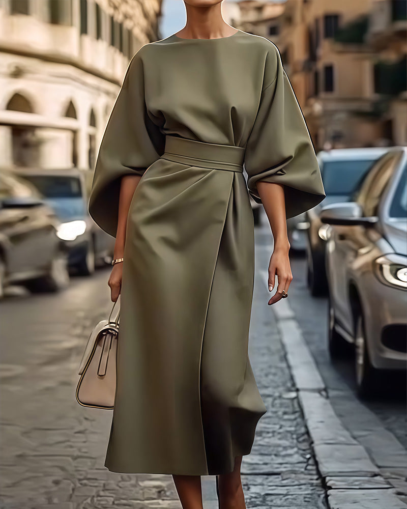 Lia | Elegant Midi Dress with Kimono Sleeves