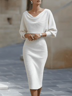 Ribbed Draped Midi Dress