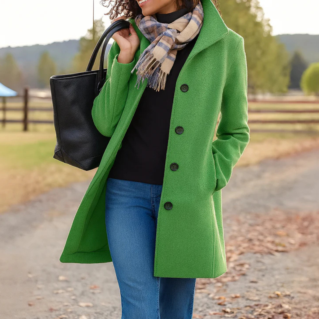 Classic Long Coat with Button Placket