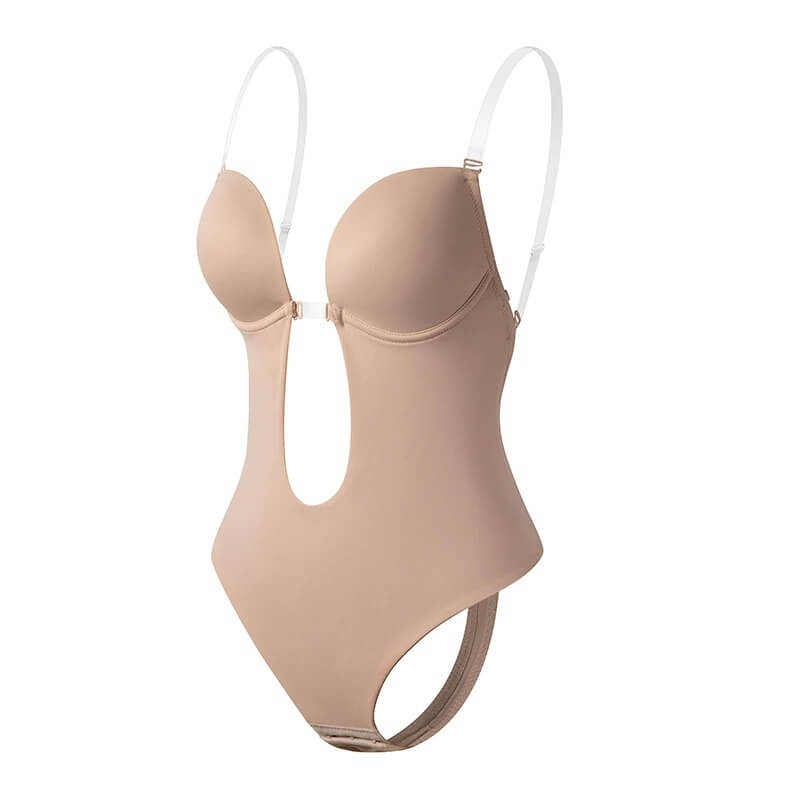 Backless body shaper for women featuring a deep V design, enhancing curves and providing seamless support for a sleek silhouette under any outfit. 2