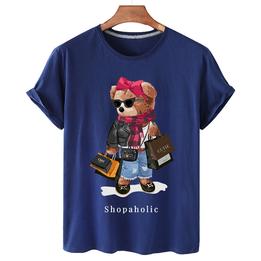 Shopaholic Bear Short Sleeve Graphic Tee Organic Cotton