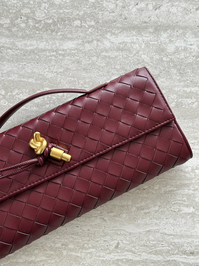 Woven Vegan Leather Bag with Knot Clasp