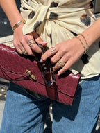 Woven Vegan Leather Bag with Knot Clasp