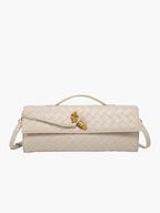 Woven Vegan Leather Bag with Knot Clasp