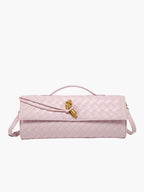 Woven Vegan Leather Bag with Knot Clasp
