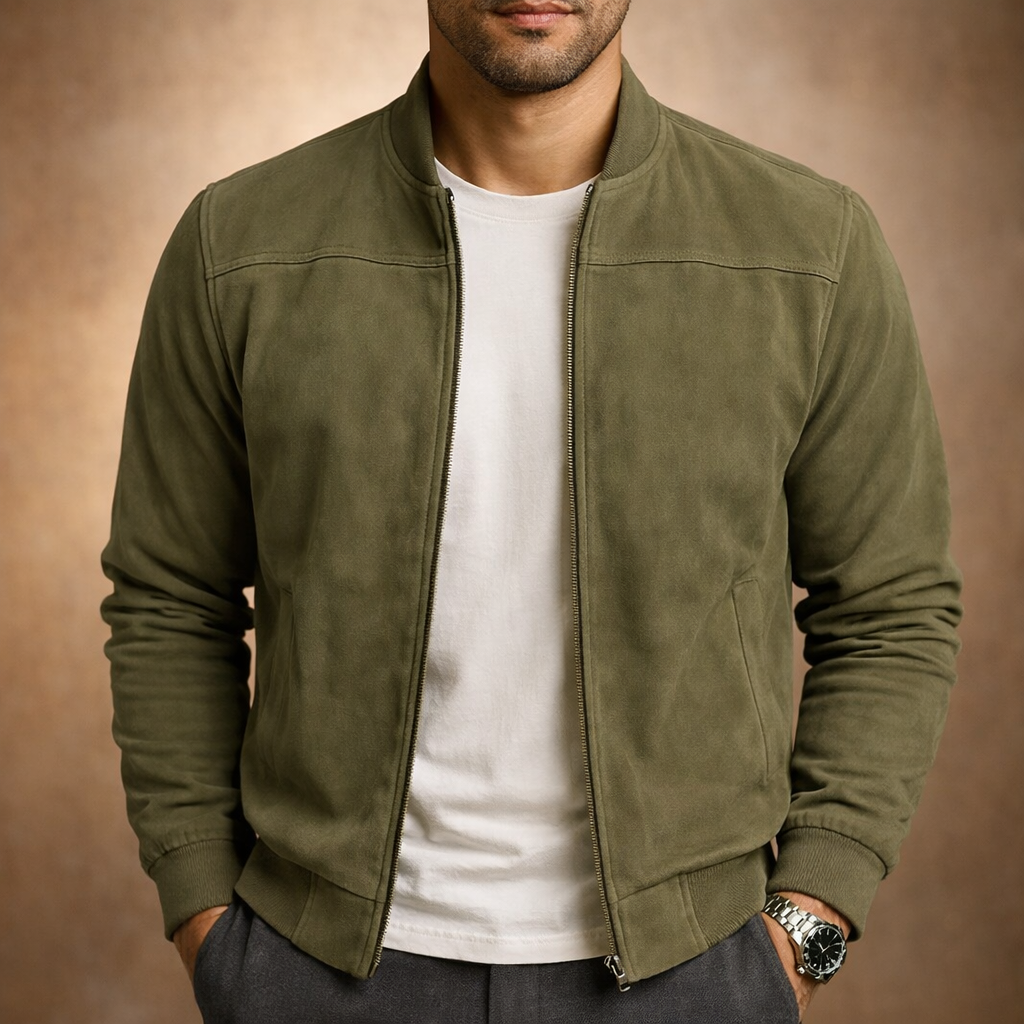 Men's Suede Bomber Jacket