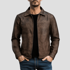 Faux Leather Jacket With Zipper Front