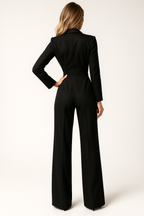 V-Neck Wide Leg Relaxed Tailored Jumpsuit