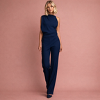 Women's Sleeveless Wide-Leg Jumpsuit Mock Neck