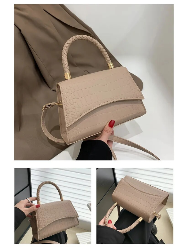 Stylish PU leather handbag featuring a top handle and a detachable crossbody strap, perfect for versatile wear and everyday use. 4