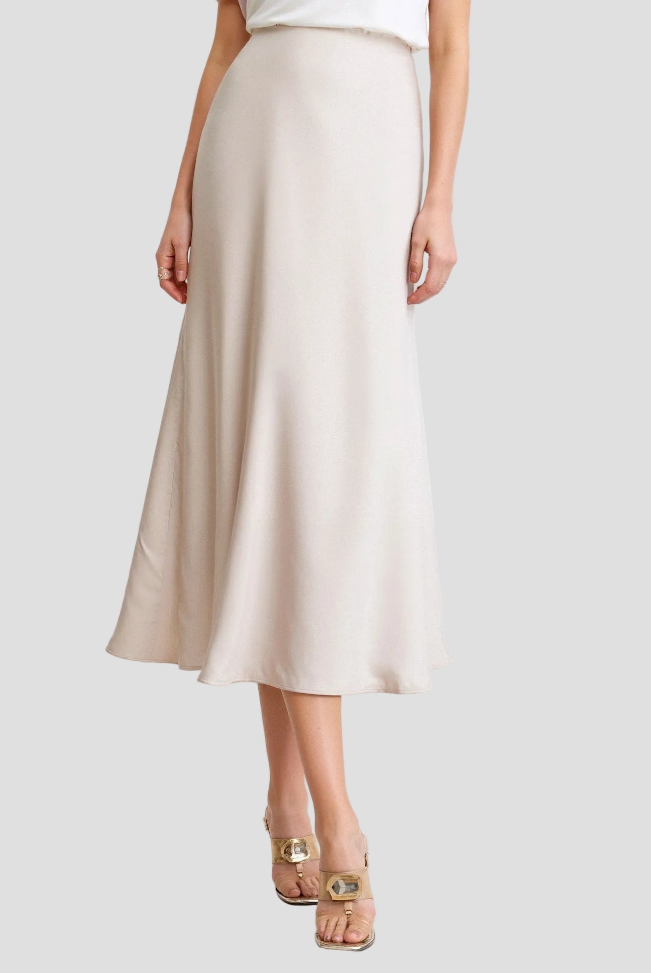 High Waist Flowing Midi Skirt