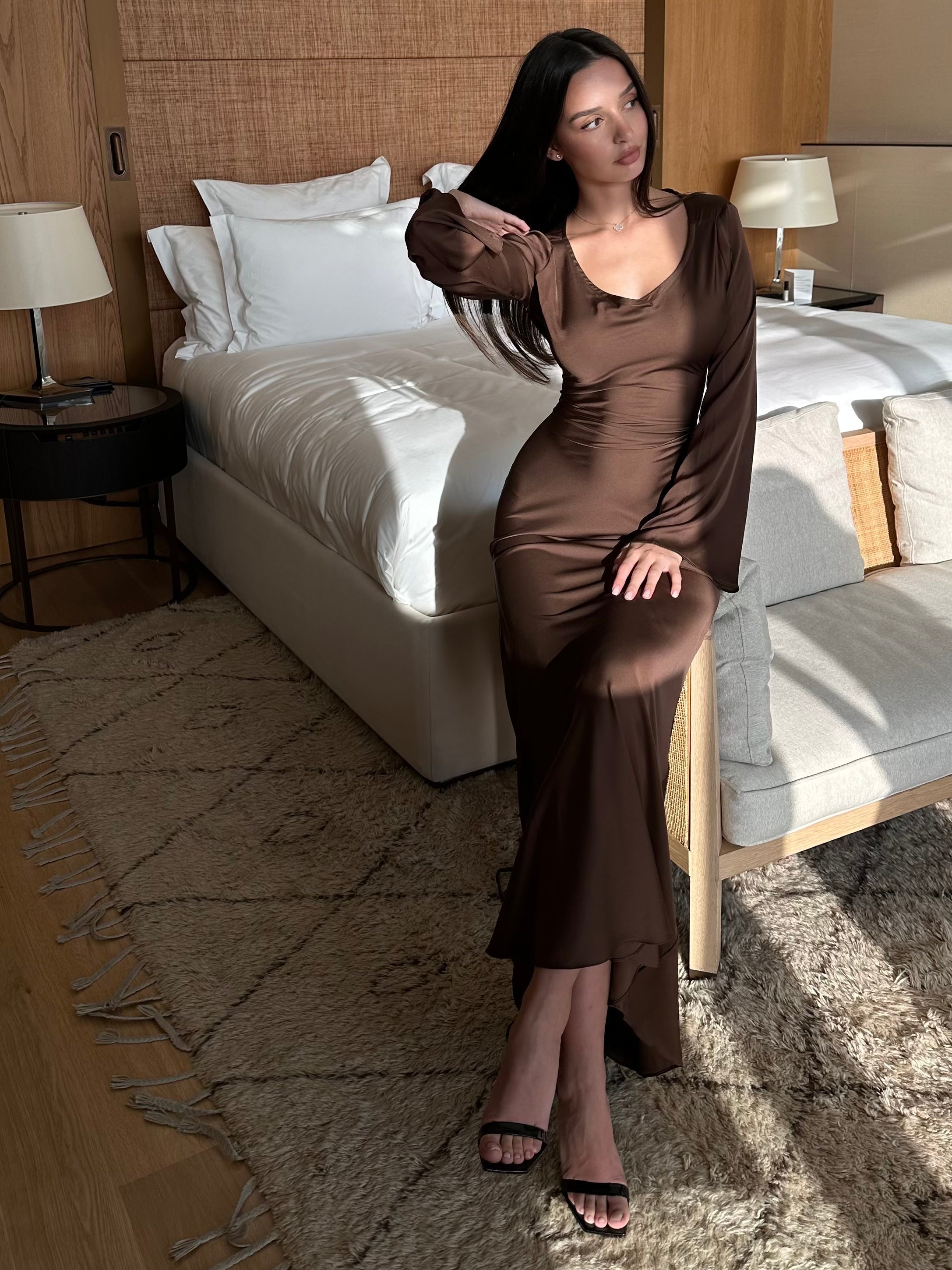 Long Sleeve Figure-Hugging Maxi Dress