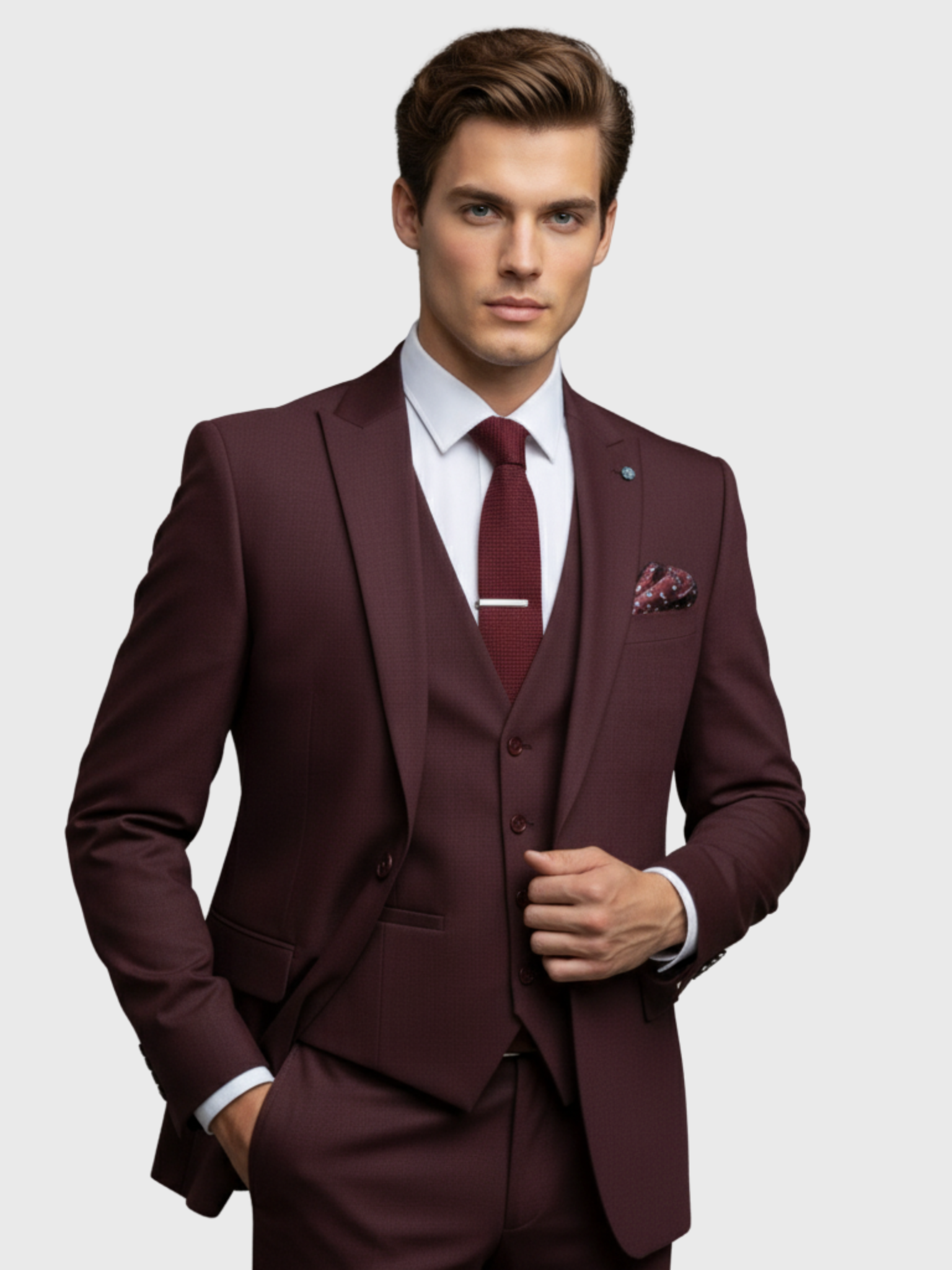 Modern Fit Three-Piece Suit for Men