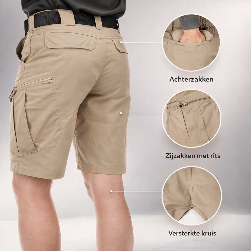 Men's cargo shorts featuring multiple pockets, made from a comfortable cotton blend, designed for a regular fit, perfect for casual wear and outdoor activities. 2