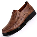Men's casual leather loafers featuring a non-slip sole, designed for comfort and everyday wear, perfect for versatile styling. 9
