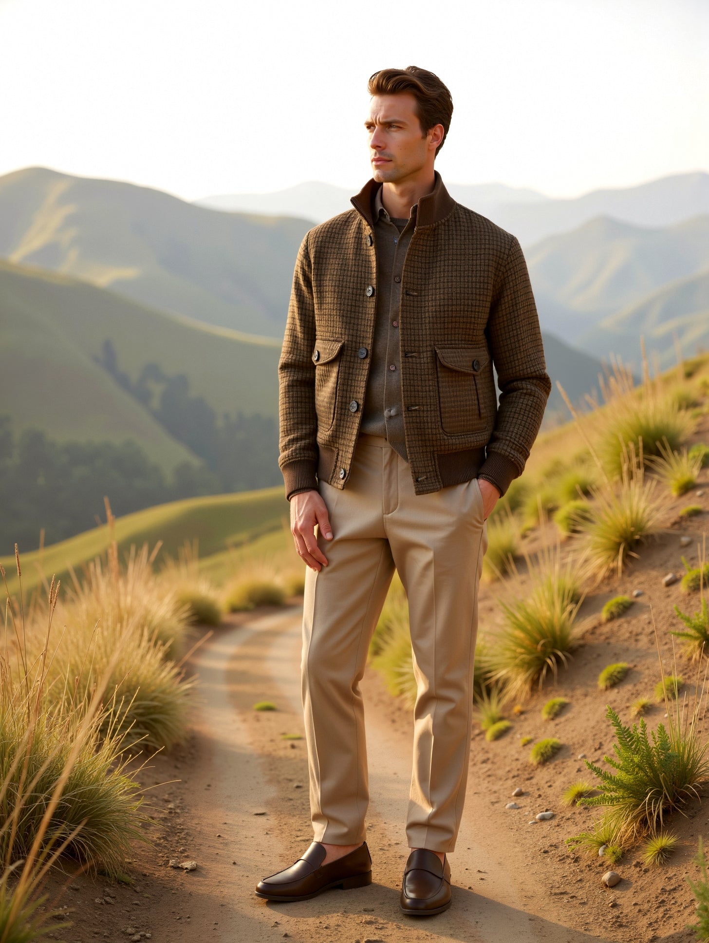Wool-Blend Jacket with Plaid Pattern