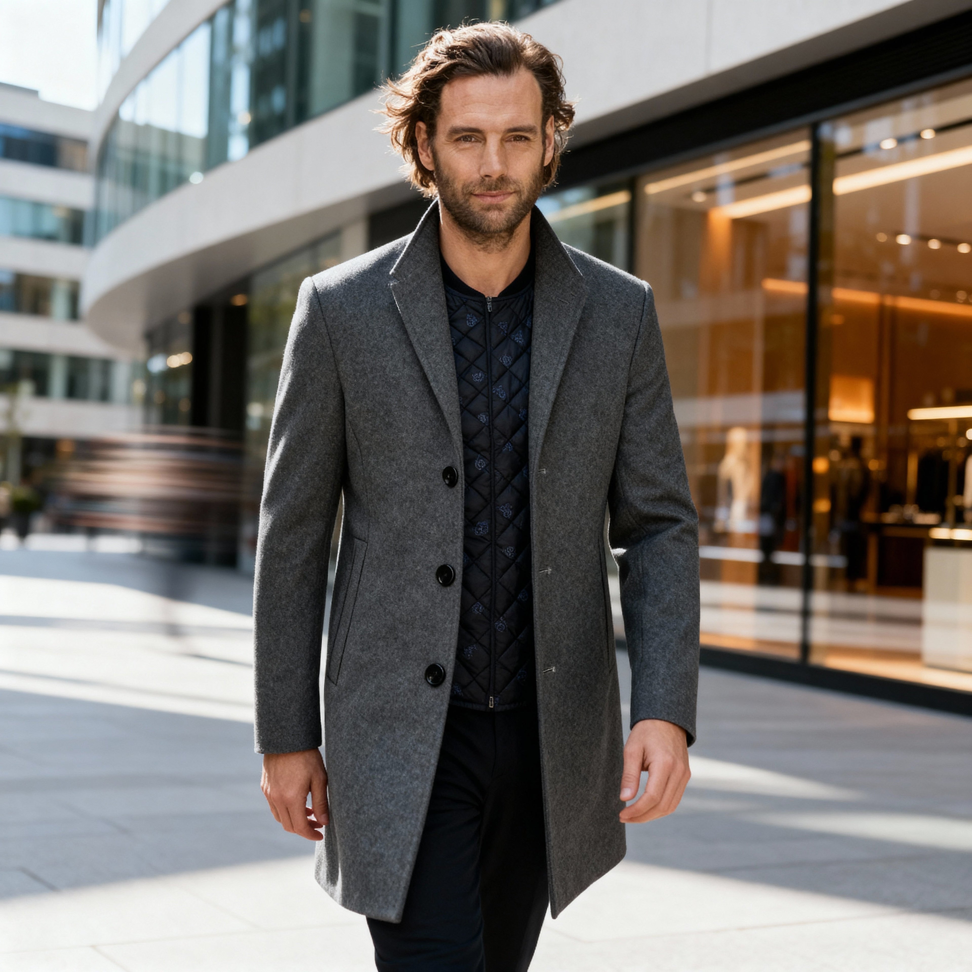 Single-Breasted Quilted Coat