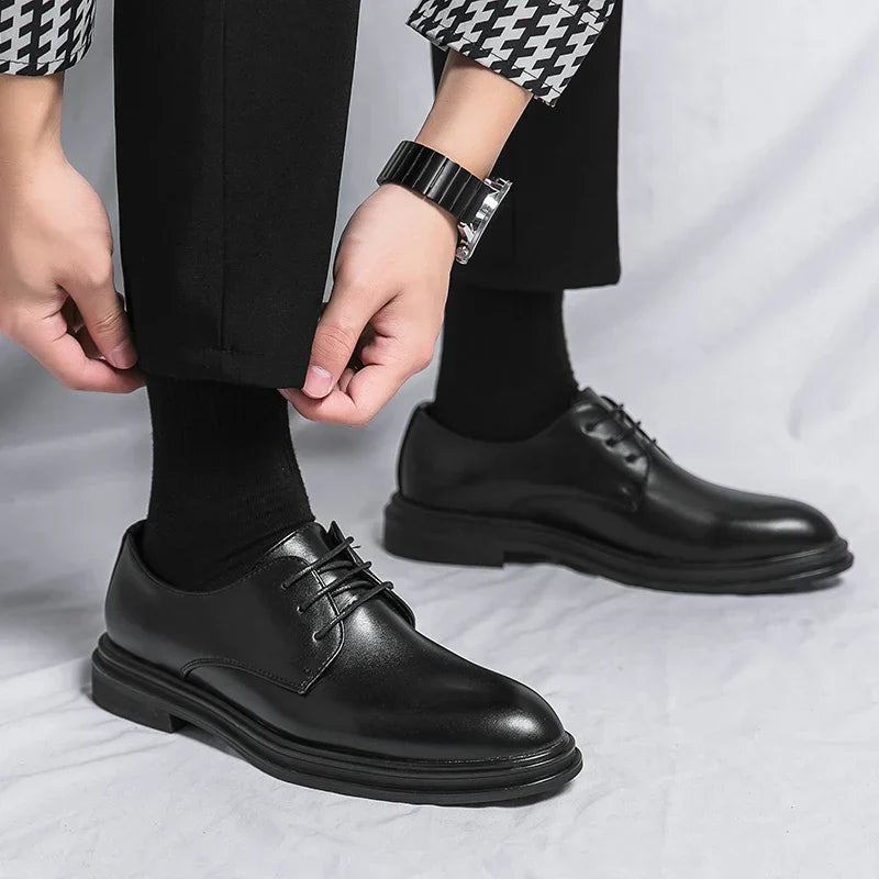 Men's Black Patent Leather Derby Shoes