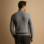 Half Zip Merino Wool Sweater in Cable Knit