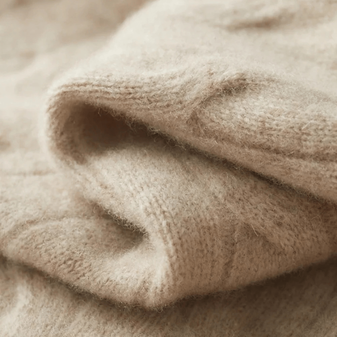 Half Zip Merino Wool Sweater in Cable Knit