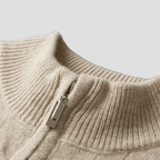 Half Zip Merino Wool Sweater in Cable Knit
