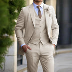 Men's Slim Fit 3 Piece Suit Set Cotton