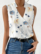 Sleeveless V-Neck Wrap Blouse
