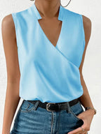 Sleeveless V-Neck Wrap Blouse