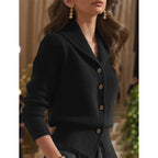Women's Knit Cardigan with Wide Lapel Collar