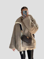 Sherpa Teddy Oversized Jacket with High Collar