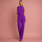 Women's Sleeveless Wide-Leg Jumpsuit Mock Neck