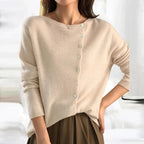 Soft Knit Sweater Women Button Embellishment