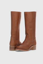 Heeled Leather Knee-High Boots