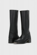 Heeled Leather Knee-High Boots