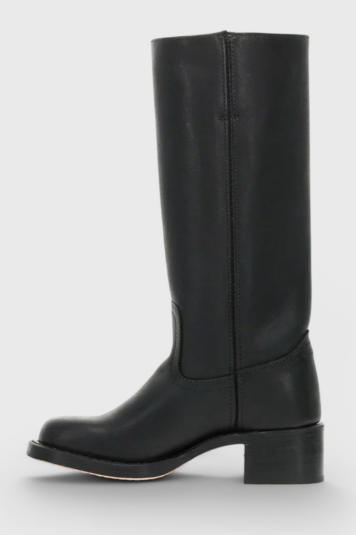 Heeled Leather Knee-High Boots