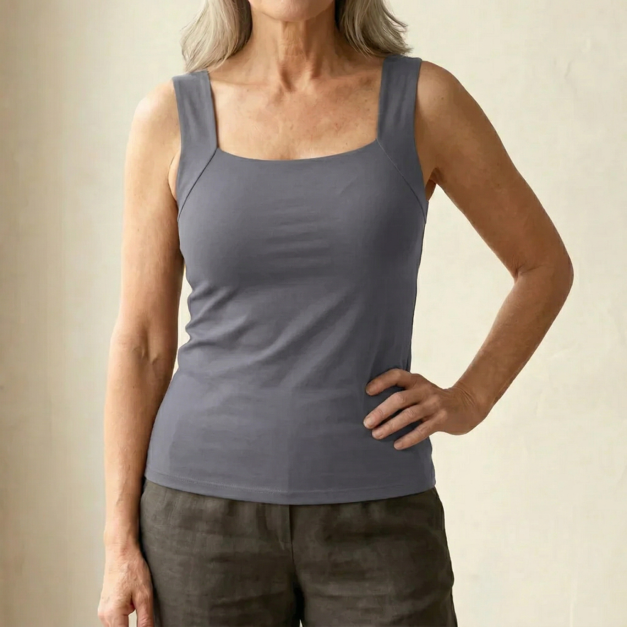 Women’s tank top featuring a built-in bra, designed with breathable fabric for ultimate comfort and support during workouts or casual wear. 9
