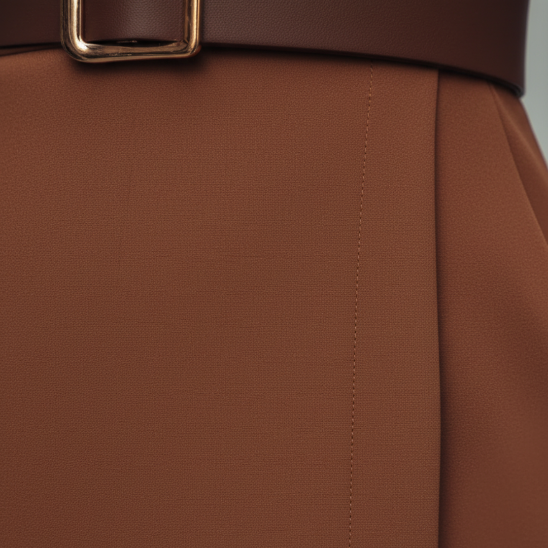 Crepe Midi Dress Defined Waist Belt