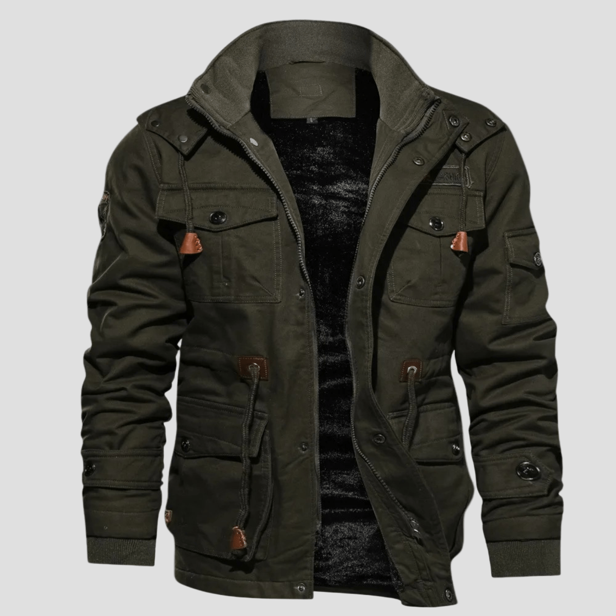 Men's Hooded Winter Jacket with Thick Plush Lining