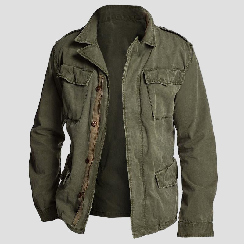 Casual Field Jacket for Men Vintage Multi Pocket Style