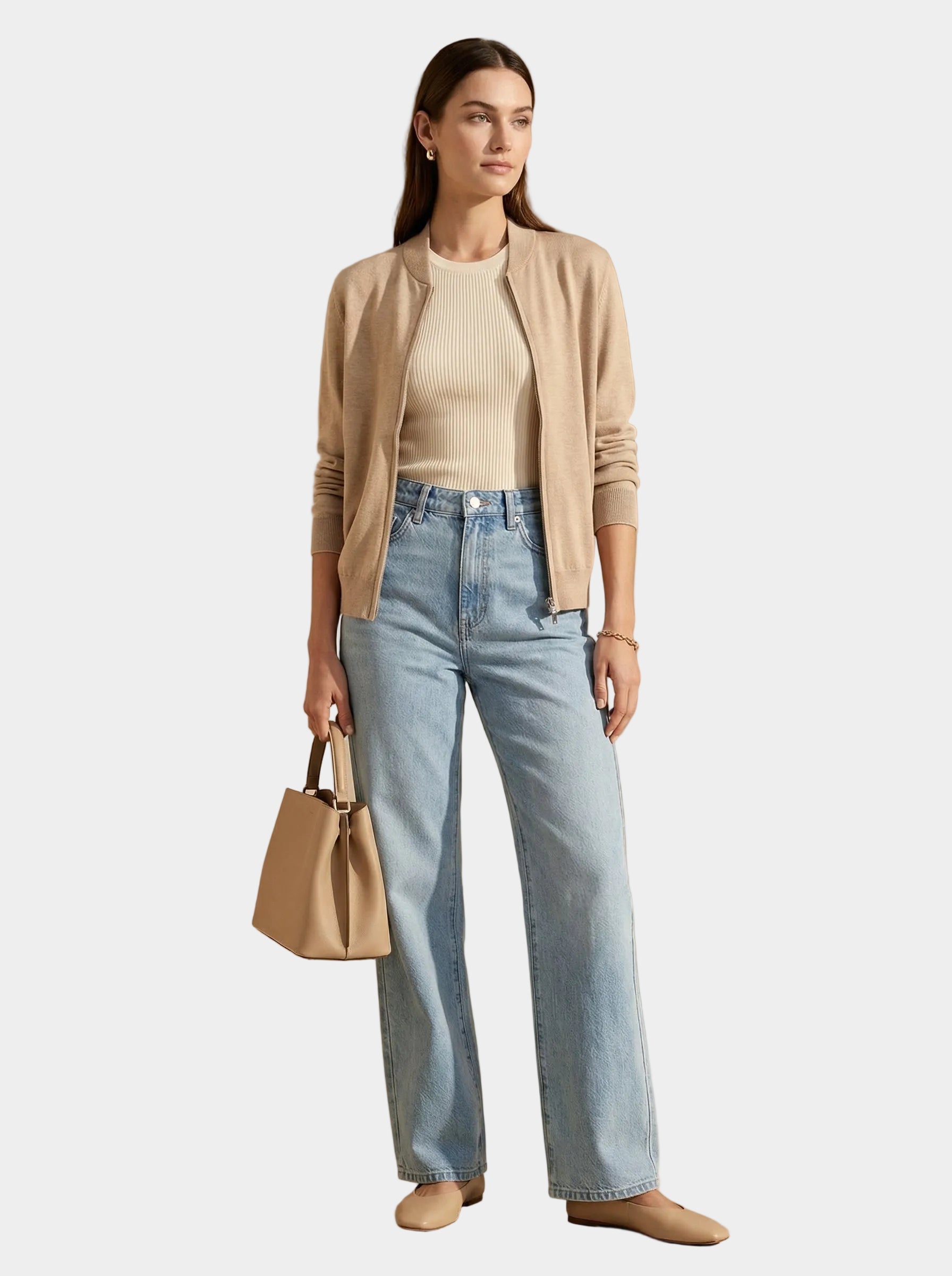 Wide Leg Light Denim Jeans