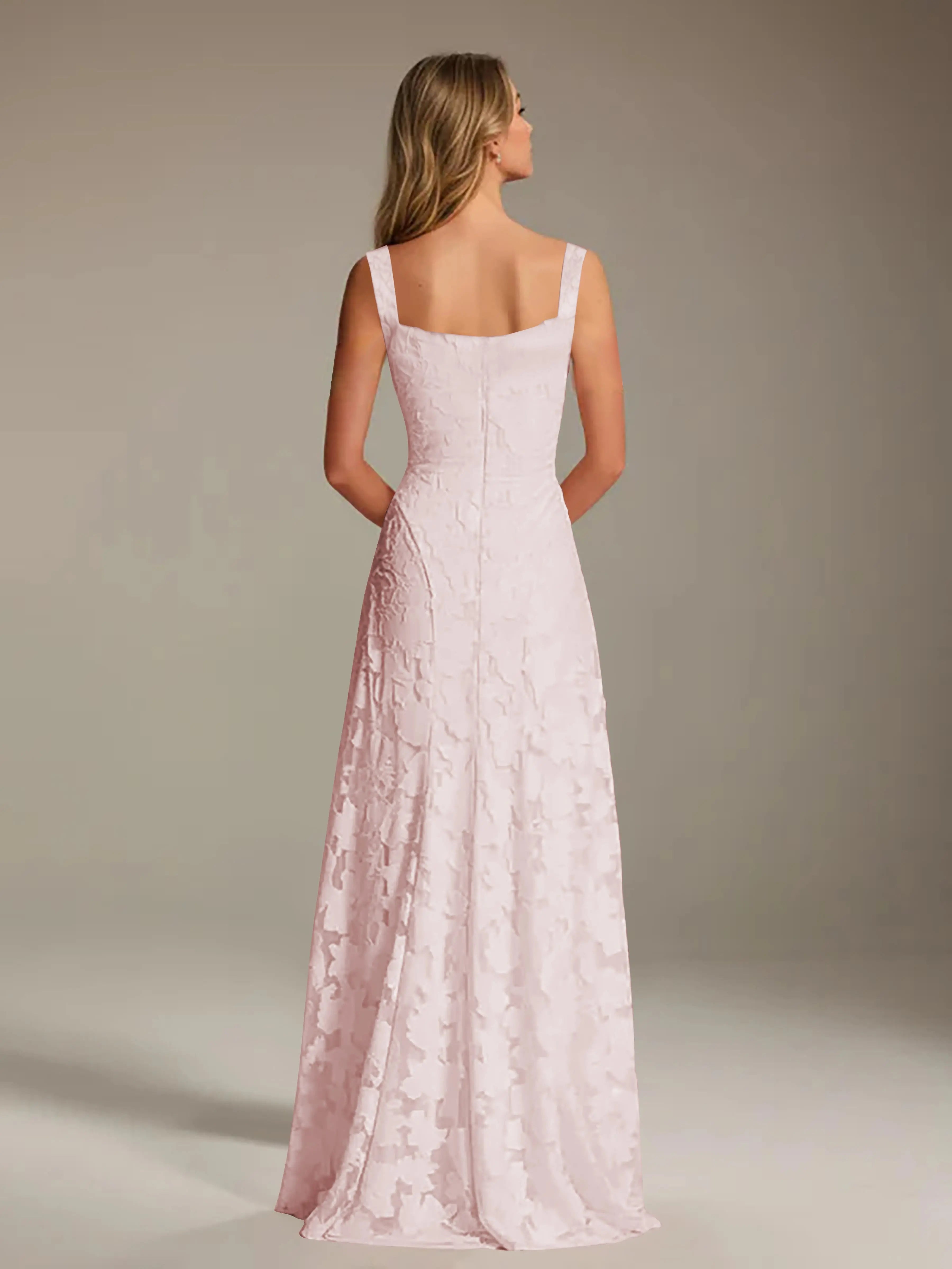 Women's A-Line Bridesmaid Dress featuring Floral Lace Design, Elegant Formal Gown for Weddings 1