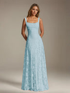 Women's A-Line Bridesmaid Dress featuring Floral Lace Design, Elegant Formal Gown for Weddings 12