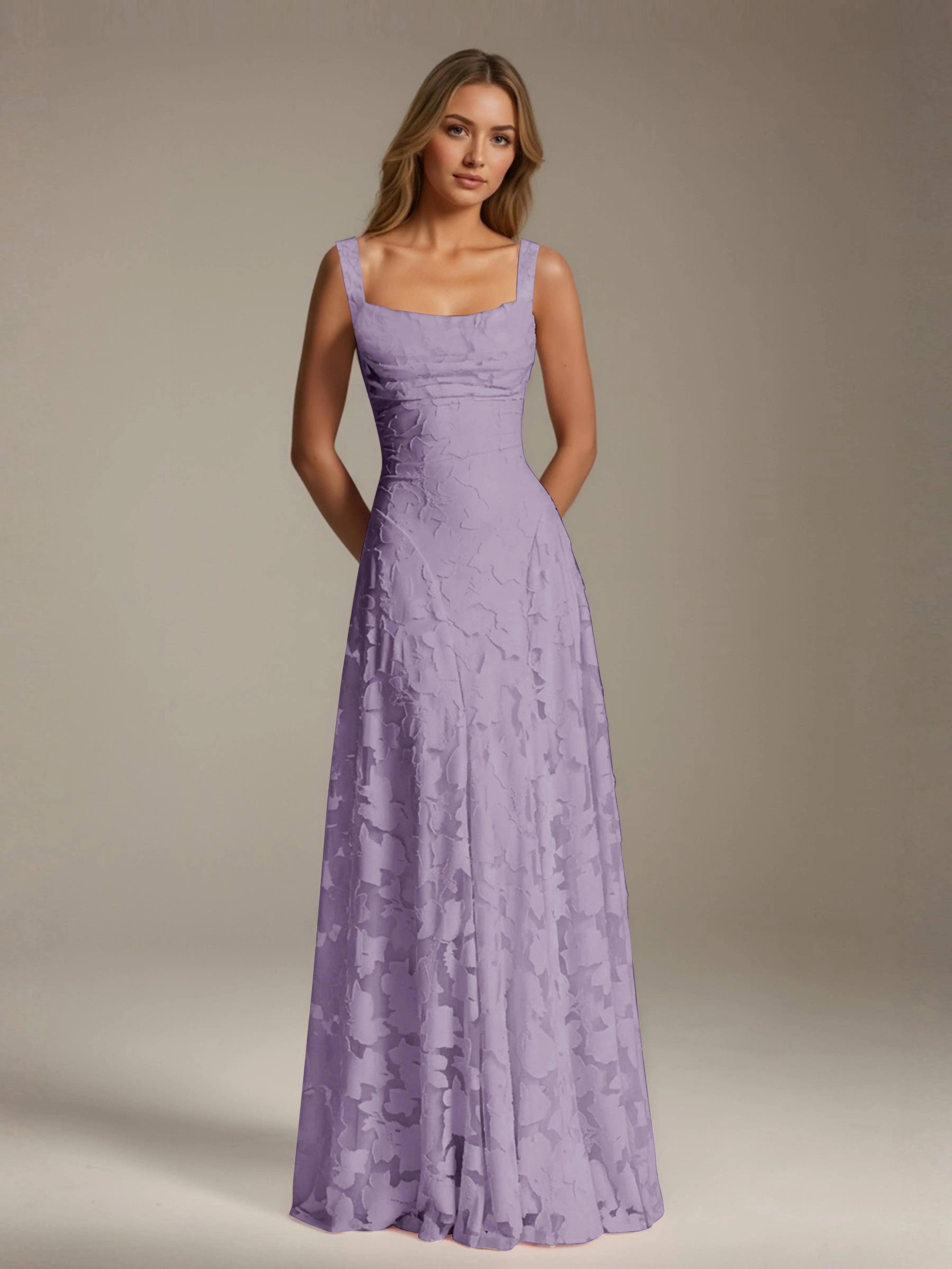 Women's A-Line Bridesmaid Dress featuring Floral Lace Design, Elegant Formal Gown for Weddings 19
