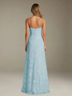 Elegant women's A-line evening dress in a rich hue, designed for formal occasions and wedding guests, featuring a sophisticated side slit for added allure. 1