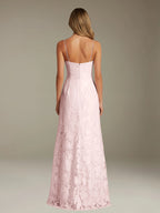Elegant women's A-line evening dress in a rich hue, designed for formal occasions and wedding guests, featuring a sophisticated side slit for added allure. 4